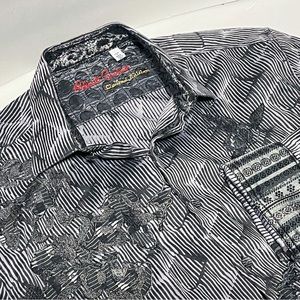 Robert Graham Limited Edition Gray Embroidered Jeweled Dress Shirt 3XL /797